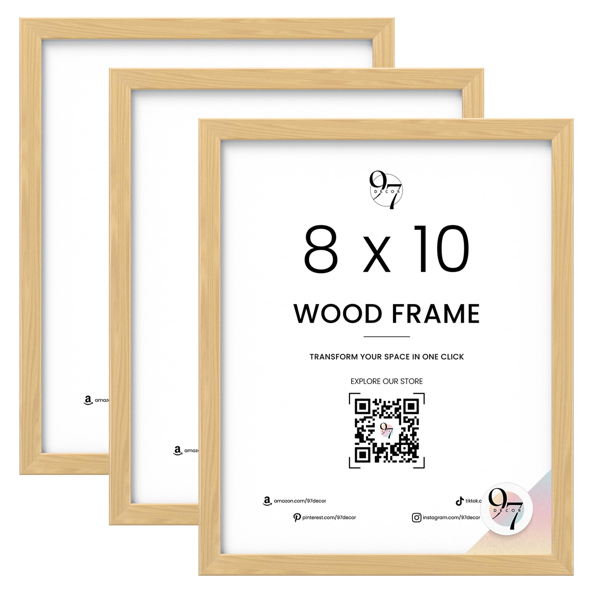 Cadres photo beiges 20x25 cm incassables en bois avec plexiglas sûr