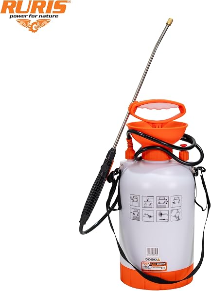 RURIS Pulvérisateur Manuel RS500S – Réservoir 5L, Lance Métallique, Pression 2-3 Bar, Poignée Ergonomique, Soupape de Sécurité, Idéal Jardin et Serre, Orange - 3