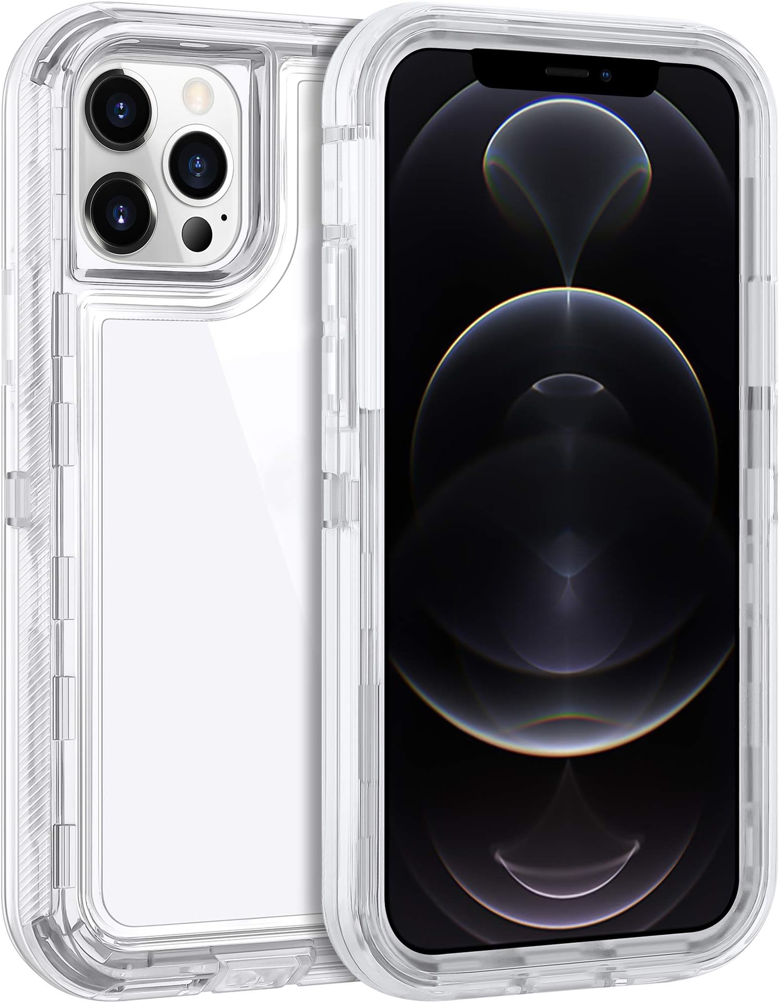 Coolden Compatible with iPhone 12 Pro Max Hybrid Clear Phone Case, Heavy Duty Protective Dual Layer Shockproof Case with Hard PC Bumper Soft TPU Back Compatible with iPhone 12 Pro Max 6.7 Transparent