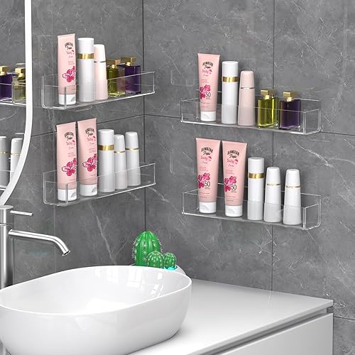 Miniatura 5 de PMMASTO Organizador de especias acrílico adhesivo para pared con 2 cintas nanas de doble cara, organización de estante de especias para puerta de