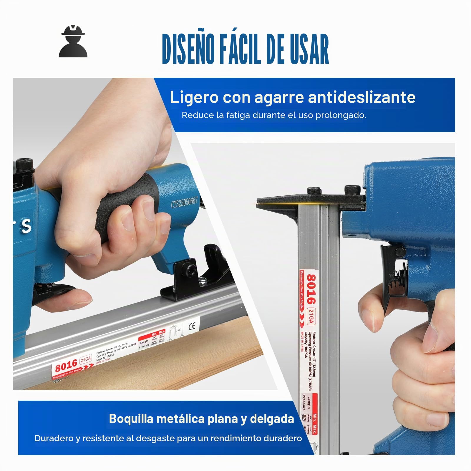 CTS 8016 - Grapadora neumática para tapicería para muebles | Calibre 21, corona de 12,8 mm, grapas de 1/4 a 5/8 pulgadas de longitud, grapadora de aire para decoración de interiores