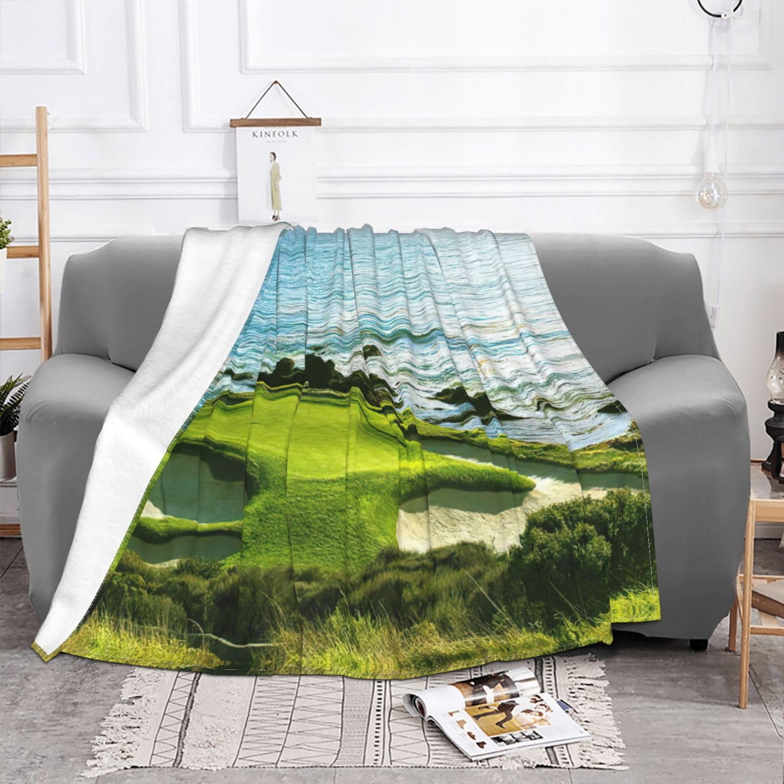 Beautiful Foglie Coperta Leggera In Microfibra Con Motivi Floreali - 100x130 Cm, Perfetta Per Divano, Campeggio E Picnic, Lavabile - 2