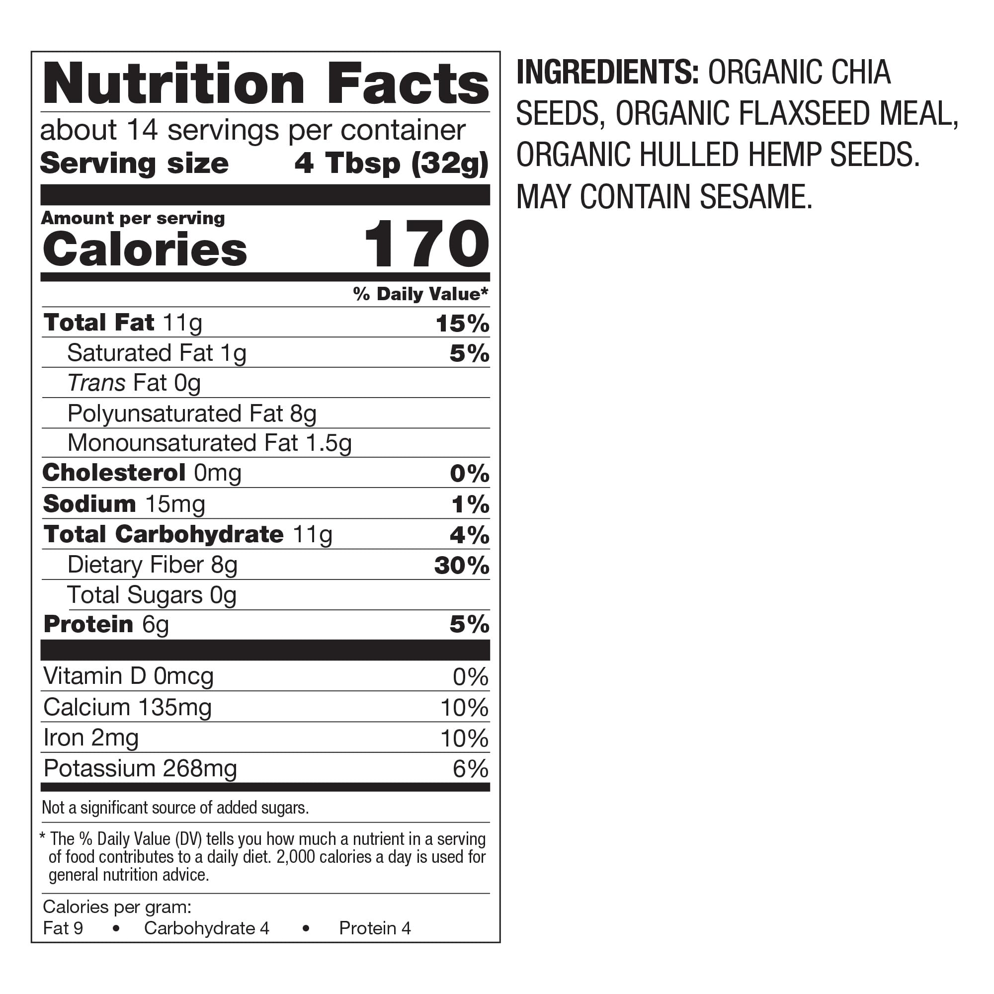 BetterBody Foods Superfood Organic Super Seeds - Blend of Organic Chia Seeds, Milled Flax Seed, Hemp Hearts, Add to Smoothies Shakes & More, 1lb, 16 oz