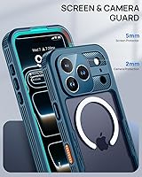 Vista 6 de Lanhiem Funda magnética para iPhone 17 Pro Max, IP68 impermeable, a prueba de polvo, compatible con Magsafe, protector de pantalla integrado, cuerpo