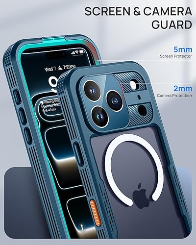 Miniatura 6 de Lanhiem Funda magnética para iPhone 17 Pro Max, IP68 impermeable, a prueba de polvo, compatible con Magsafe, protector de pantalla integrado, cuerpo
