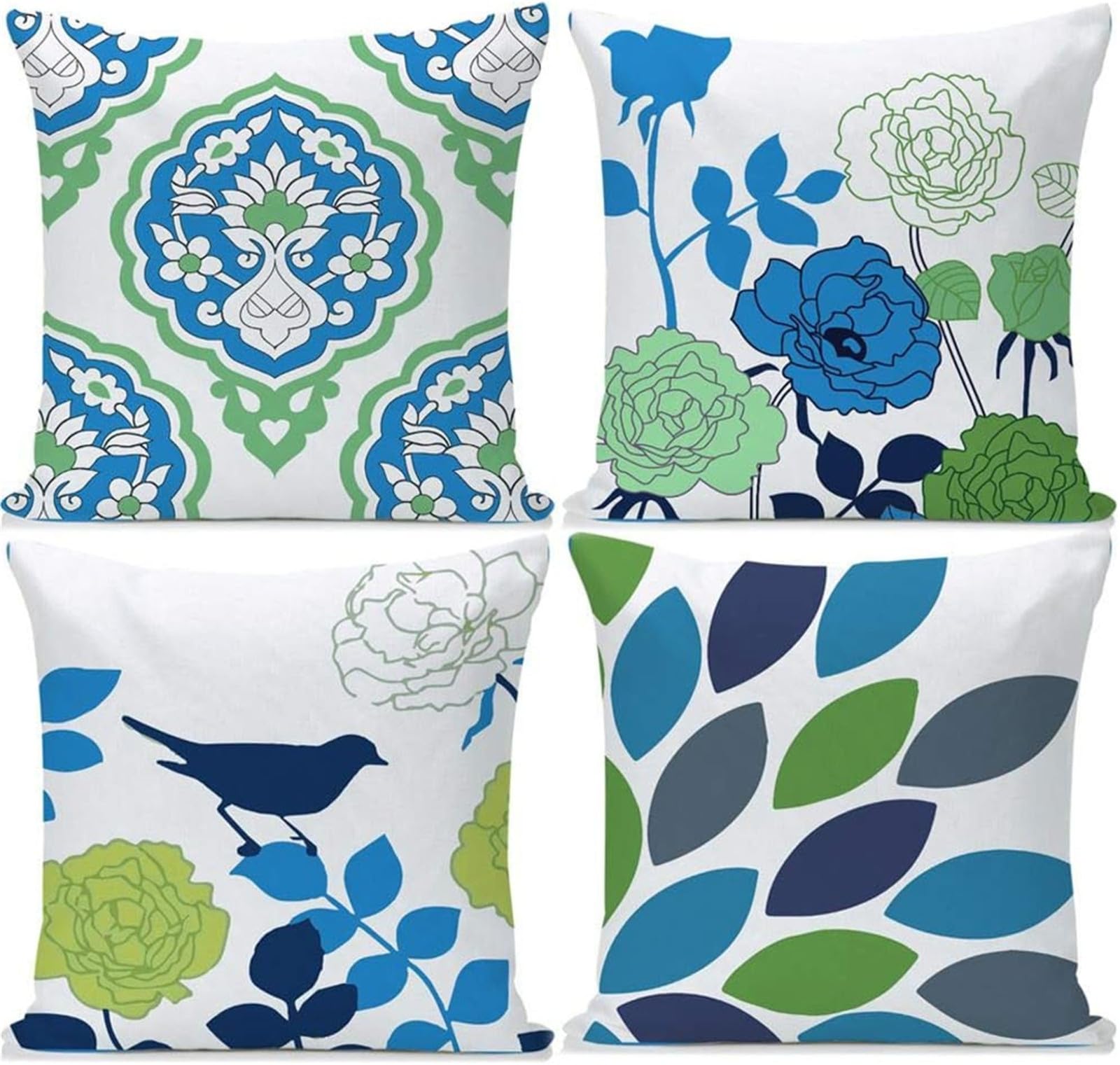 Housses de coussin en lin de qualité supérieure 50x50 cm aux finitions raffinées oiseaux