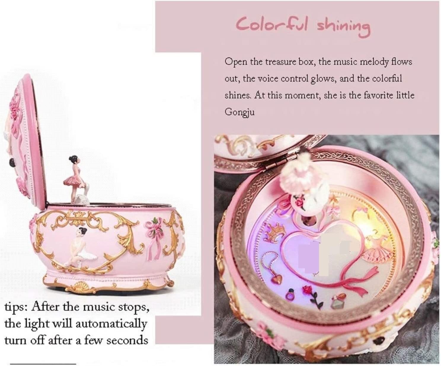 Spieluhr Musikspieluhr Dancing Ballet Girl Music Box Rotierende Trinket Music Box Wind-up Musikalische Schmuckschatulle Mit Licht Musik Einschlafhilfe