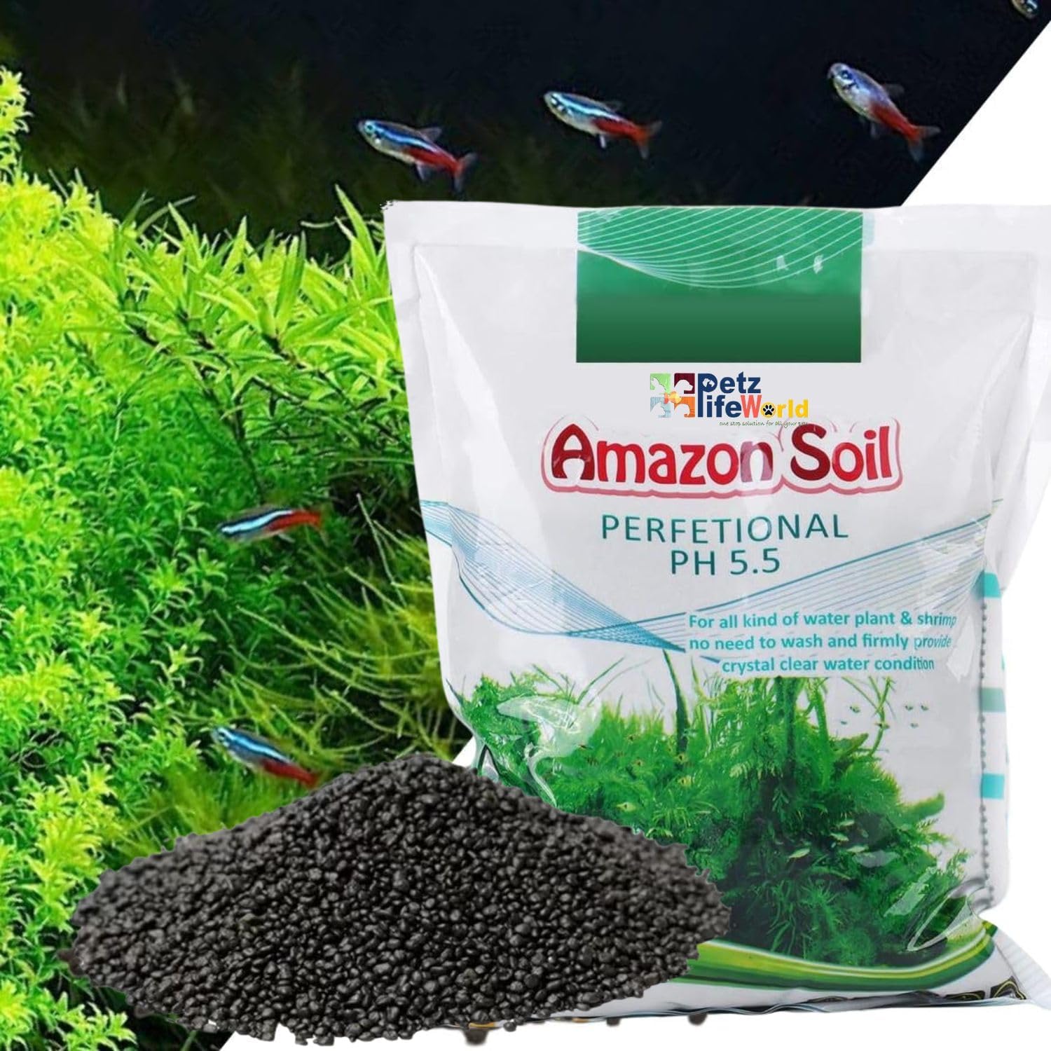 Petzlifeworld 1L Aqua Soil Planted Aquarium Substrate Aquarium Mud, Simple to Use for Fish Planting The Water Grass Aquarium Soil (Packed)