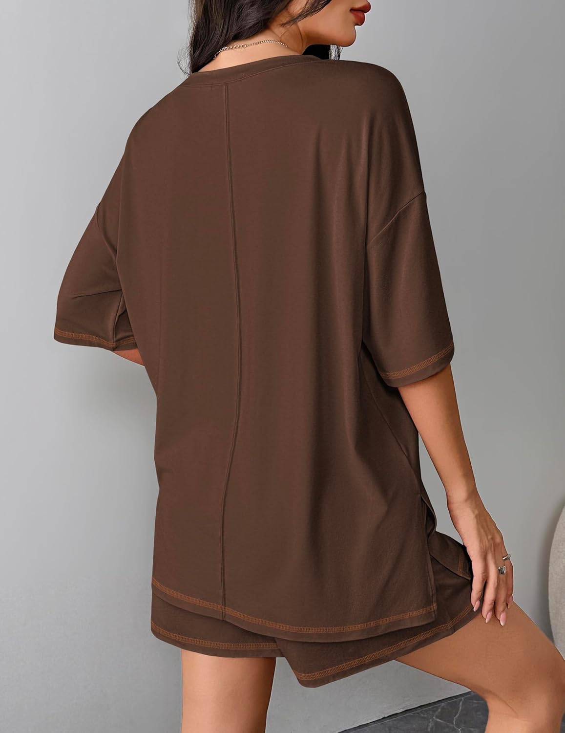 Ekouaer Lounge Sets for Women 2 Piece Shorts Sets Moisture Wicking Casual Summer Short Sleeve Matching Outfits with Pockets - Image 2