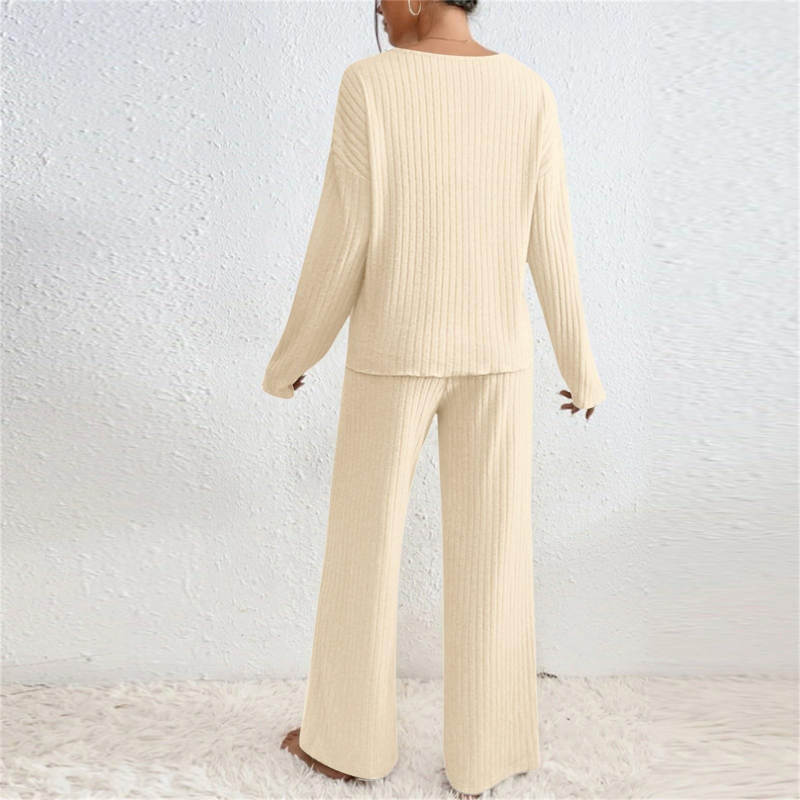 Completo Fitness Donna 2 Pezzi Completi Palestra Manica Lunga Scollo a V Completo Da Ginnastica Tuta Sportiva Casual Set Top E Pantaloni a Gamba Larga Tute Per Jogging Yoga Fitness Autunnale Invernale