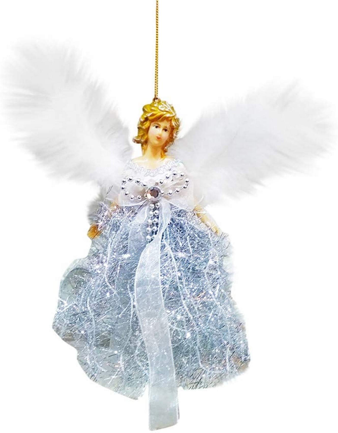 Exquisite Christmas Feather Angel Doll Hanging Xmas Tree Pendants Ornaments Home Holiday Party Festival Decor Gift Decoration (BU)