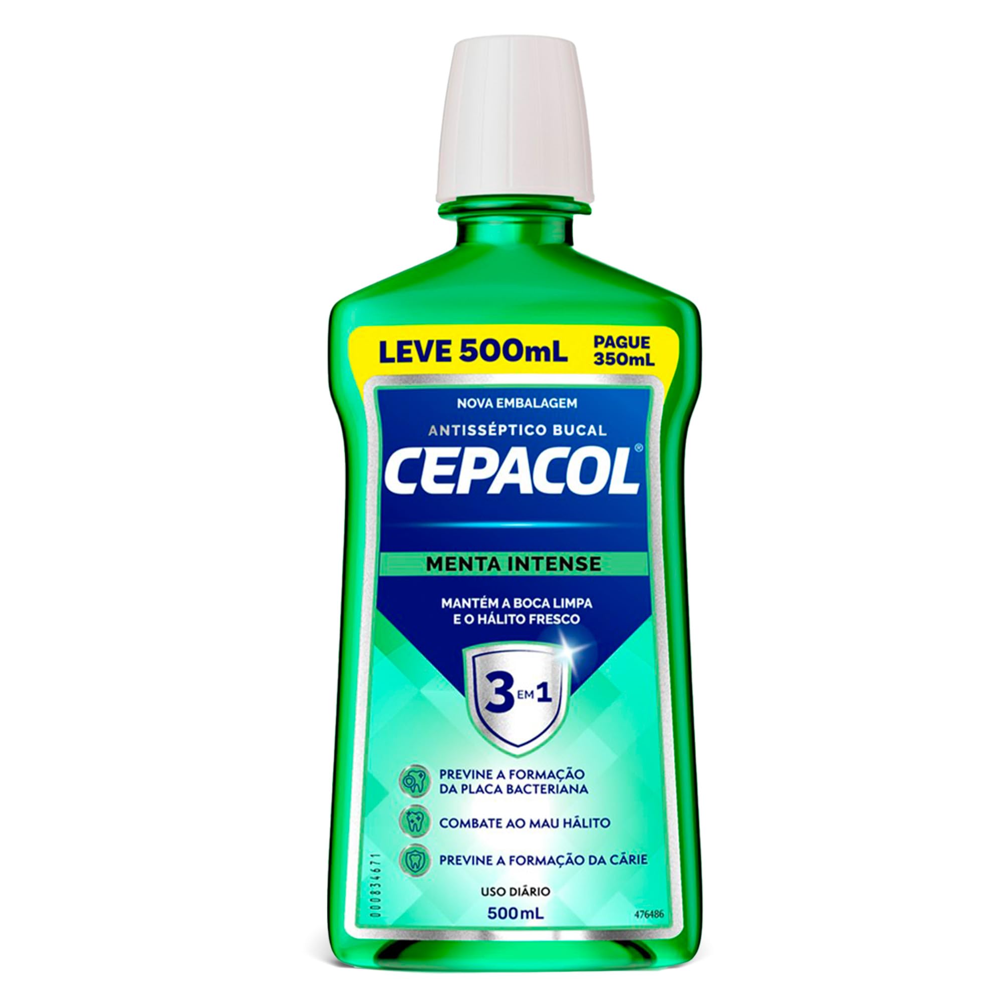 CEPACOL - Enxaguante Bucal Menta Intense - Sabor Extra Refrescante - Hálito Fresco - 500ml