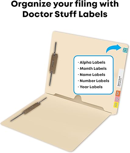 Miniatura 5 de Doctor Stuff Carpetas de archivos de bolsillo Manila - Tamaño carta, dos sujetadores, 11 puntos, Manila - Caja de 50