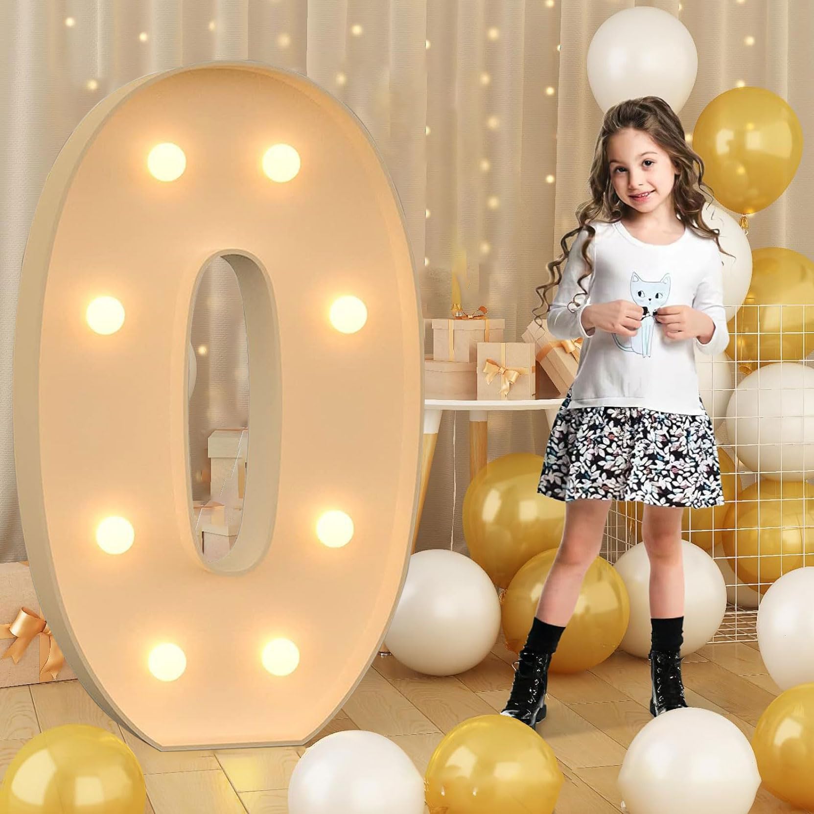 100cm-3.3ft Giant LED Light Up Numbers 0, Mosaic Marquee Light Up Sign, LED Number Lamps for Valentine's Day Birthday Christmas New Year