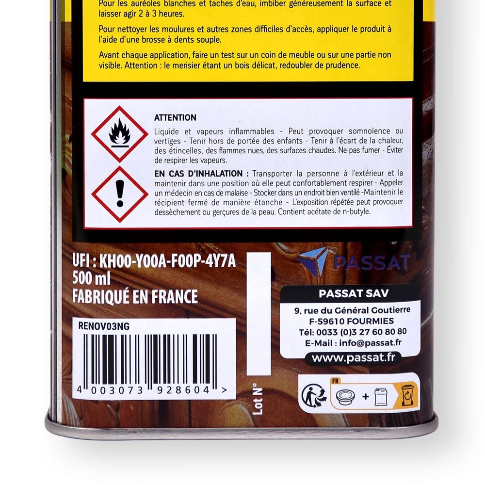 Renovateur bois Passat 4 en 1 Vernis bois 500 ml Peinture bois extérieur interieur