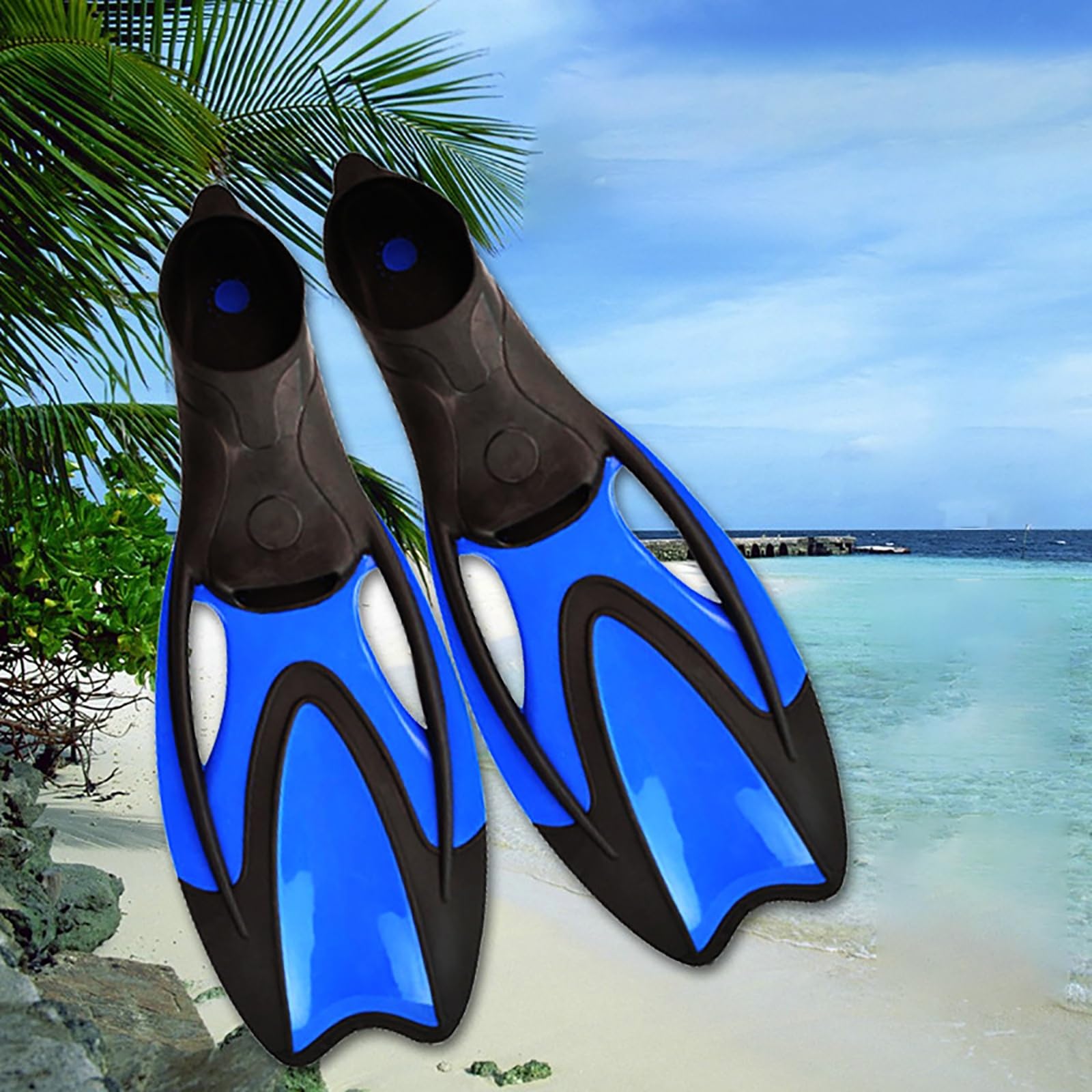 Flossen Training Schwimmflossen Erwachsene Tauchflossen Schnorcheln(Blau,XXL)