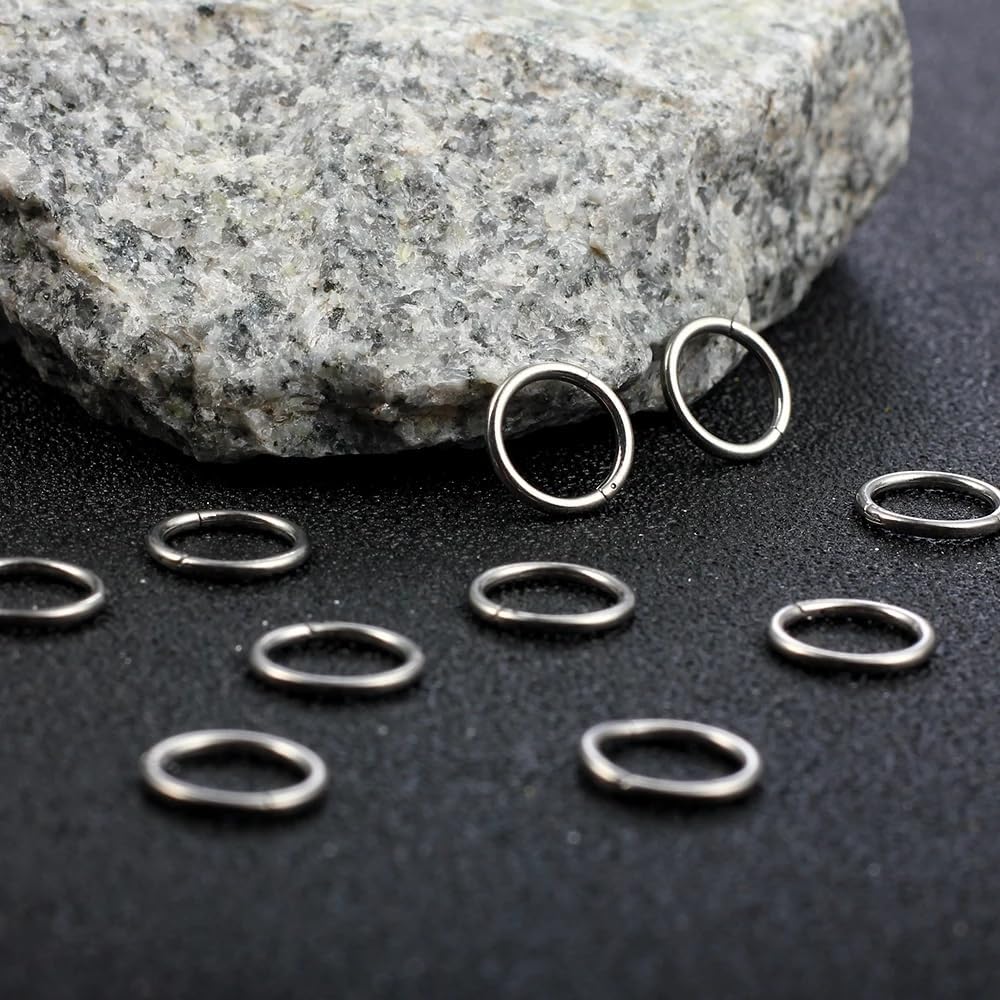 MOQIKAKA16G 18G 20G Surgical Steel Nose Septum Rings Hoops - Stainless Steel Hinged Clicker Segment Nose Rings Hoop Helix Cartilage Daith Tragus Sleeper Earrings, Ear Plugs Tunnels Gauges - Image 8