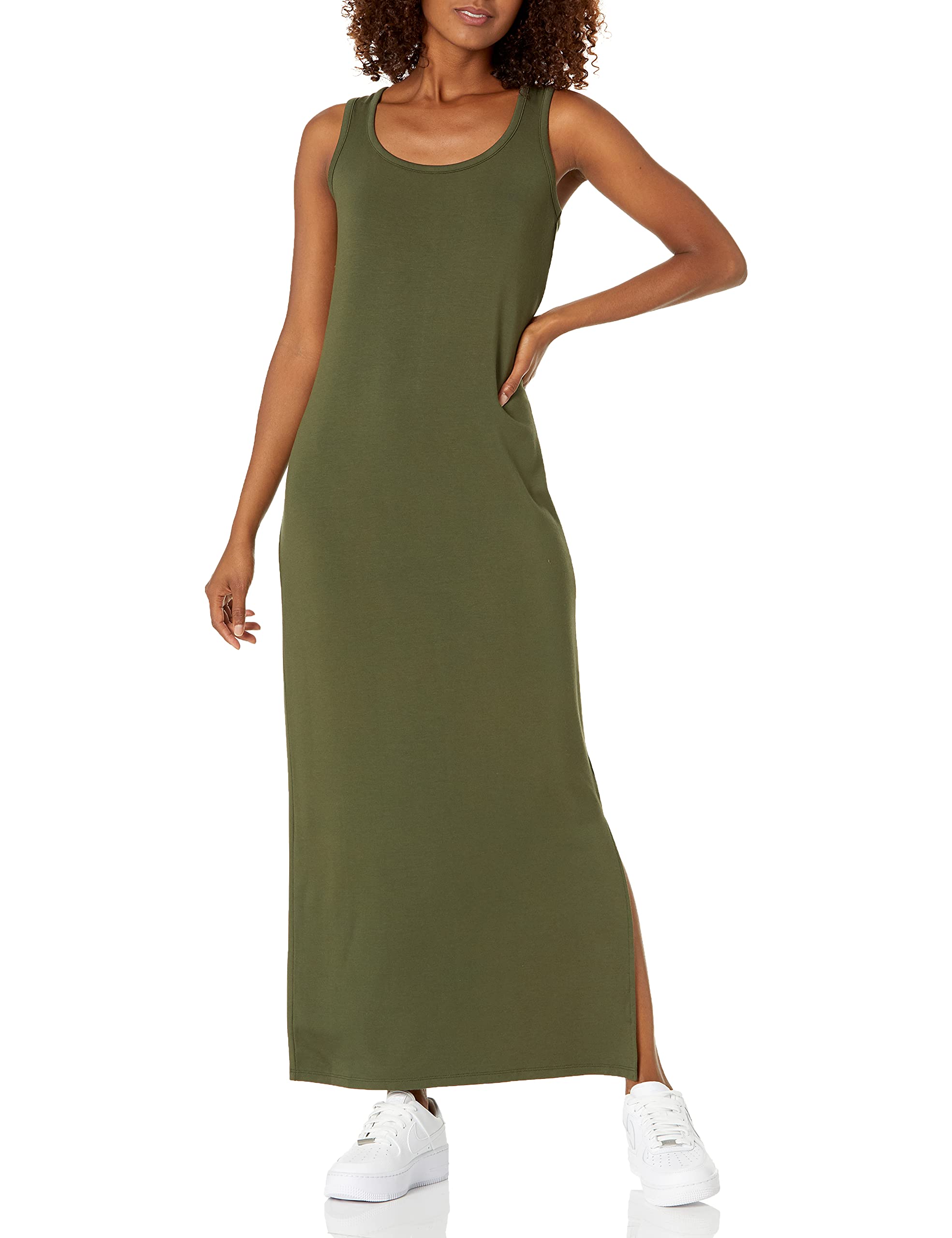Amazon Essentials Women's Supersoft Terry Racerback Maxi Dress, Olive, Medium