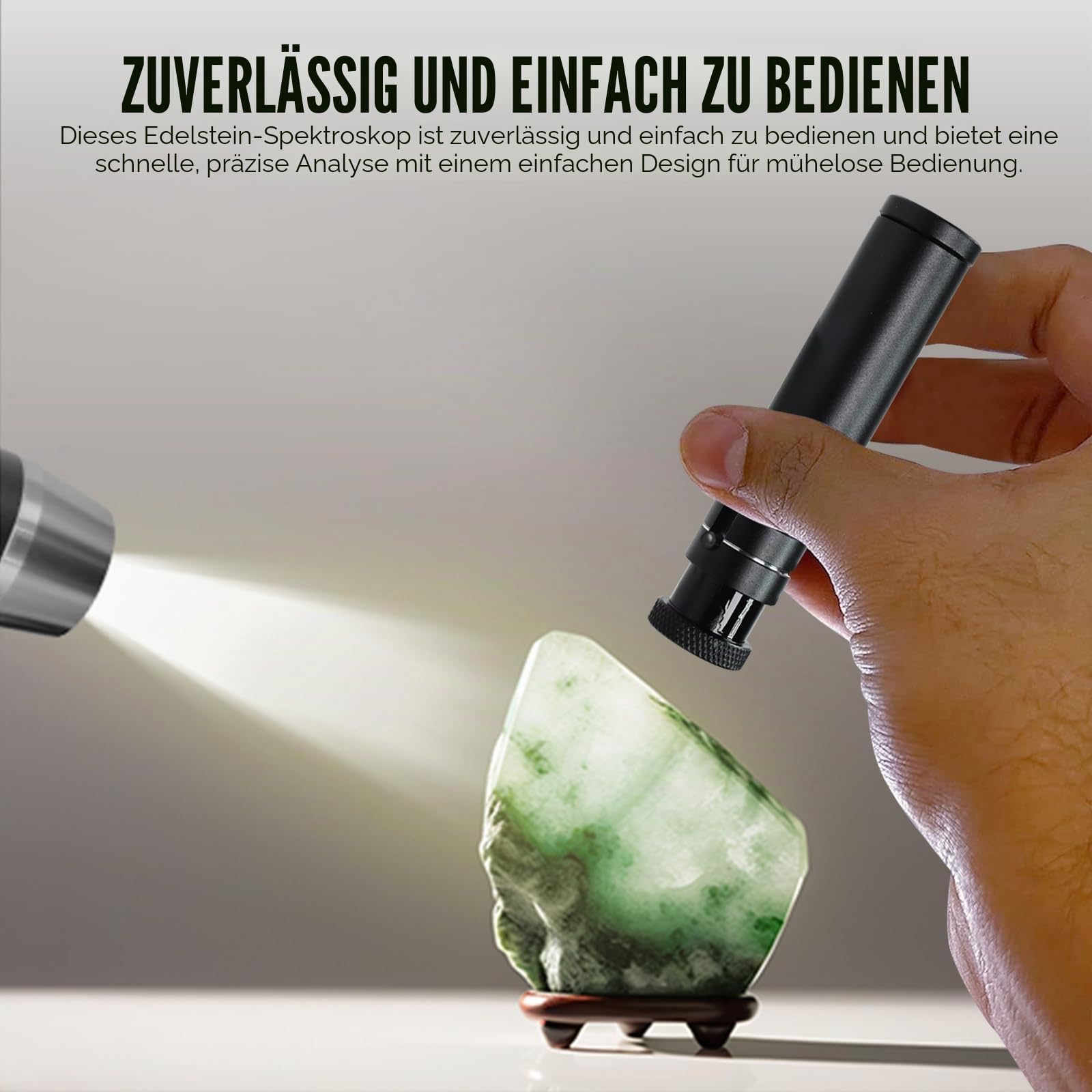 Fokussierspektroskop 10 mm Prismen-Edelsteinspektroskop mit einstellbarem Fokus Gemologie-Spektrometer Aluminiumkörper