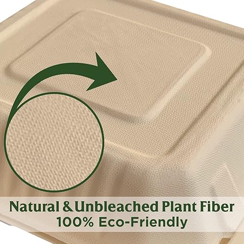 Miniatura 7 de Raj Eco To Go Contenedores de alimentos de 6 pulgadas con cubierta compostable, cajas desechables para llevar alimentos Contenedores para llevar,
