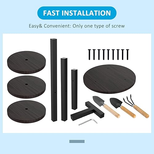 Miniatura 6 de Soporte de madera para plantas de 3 niveles para interiores, soporte de metal de hierro escalonado para plantas, soporte de esquina para plantas,