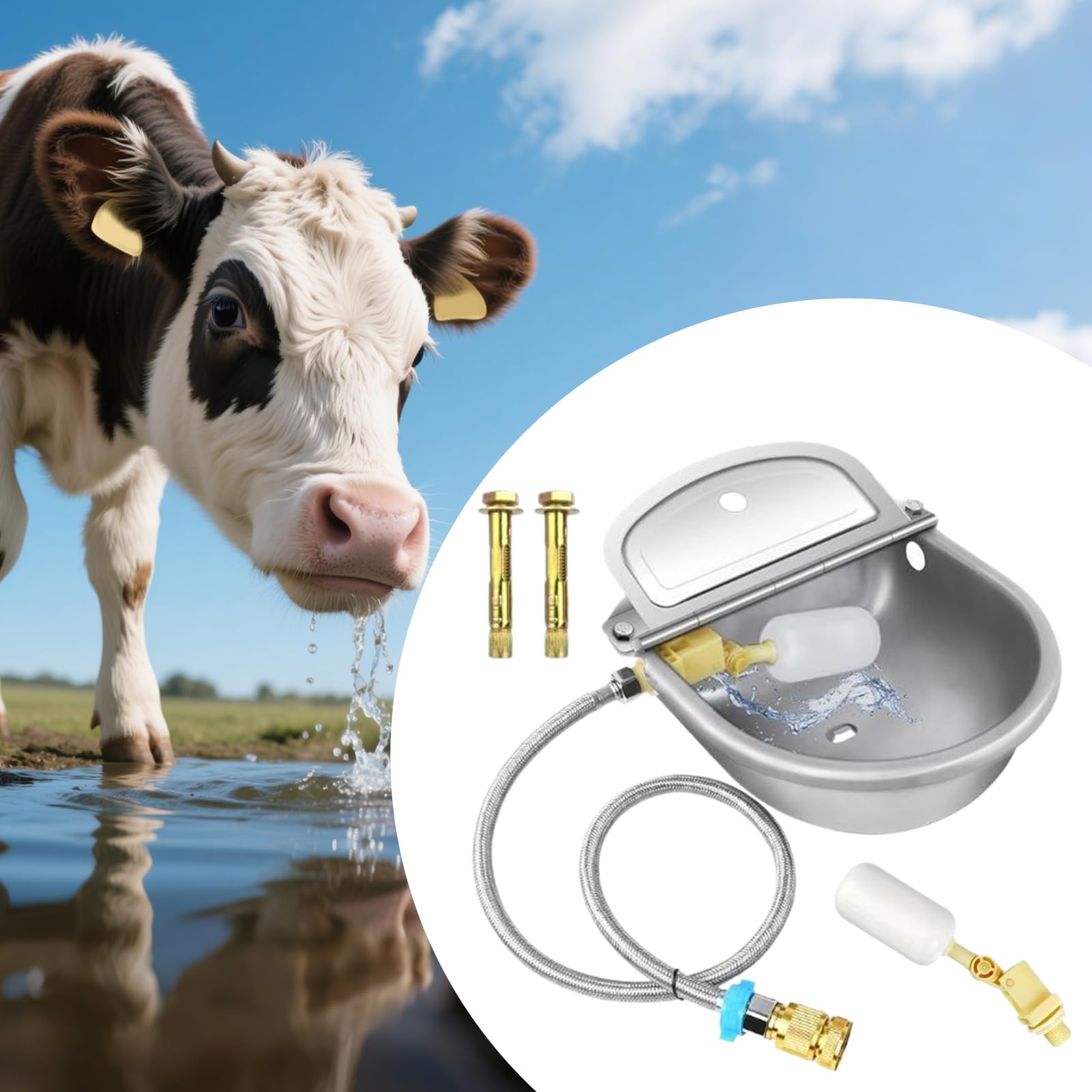 Bebederos Automáticos para Ganado Comederos de Acero Inoxidable | Diseño Con Flotador Inteligente Para Corrales De Granja Y Ranchos Exterior