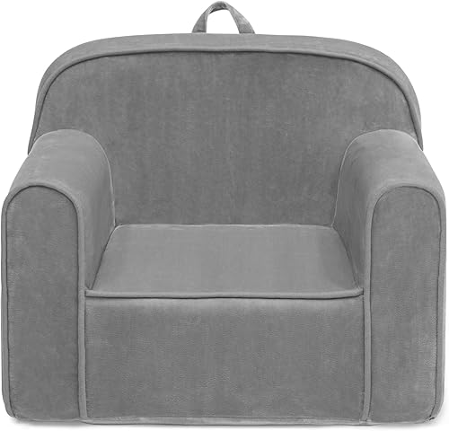 Delta Children Cozee - Silla para niños de 18 meses en adelante, terciopelo de visón gris Terciopelo de visón gris,Azul,Gris