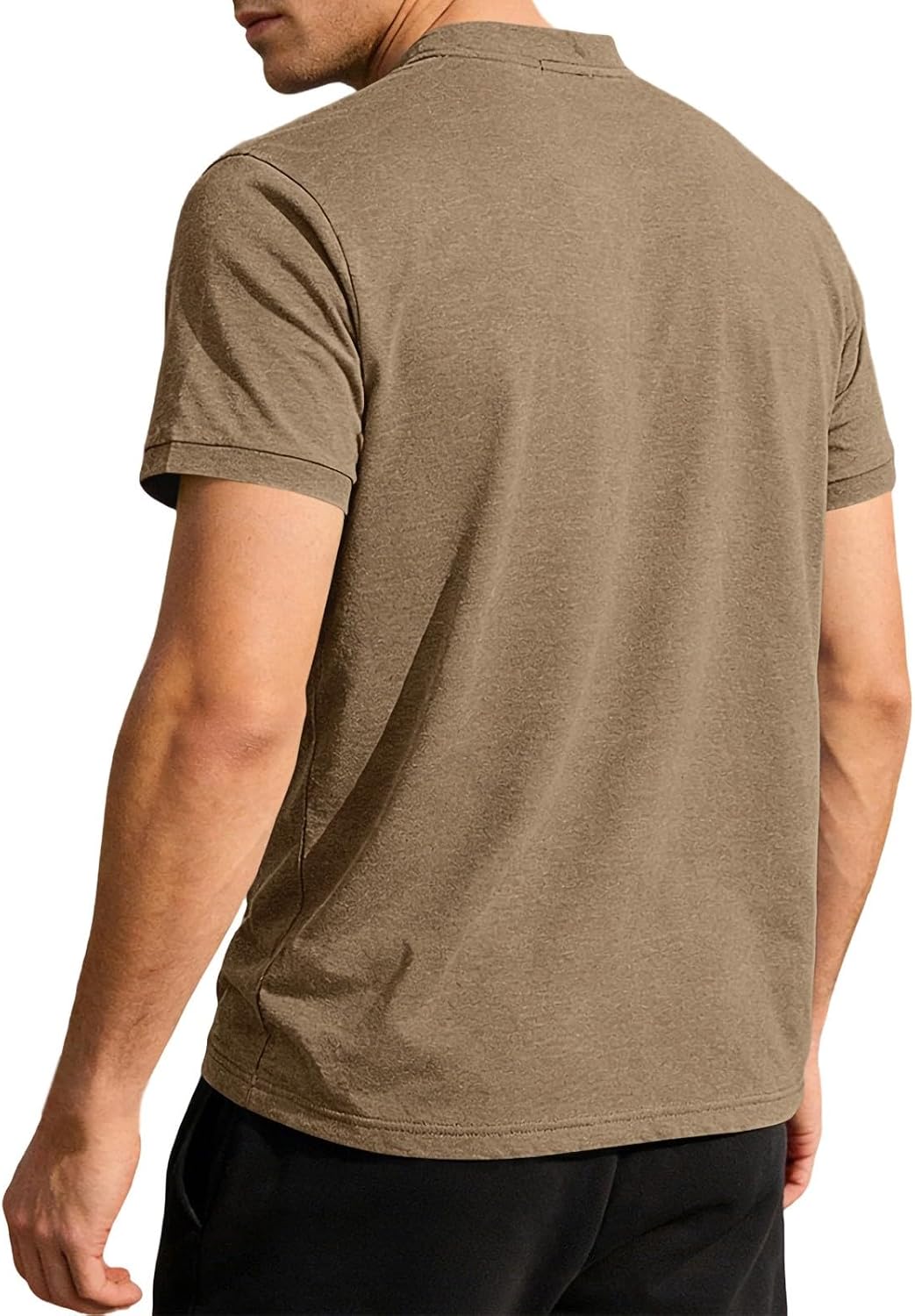 Mens Muscle Henley Shirts Lightweight Workout T-Shirt Gym Solid Color Tee Athletic Short Sleeve Tee with Button