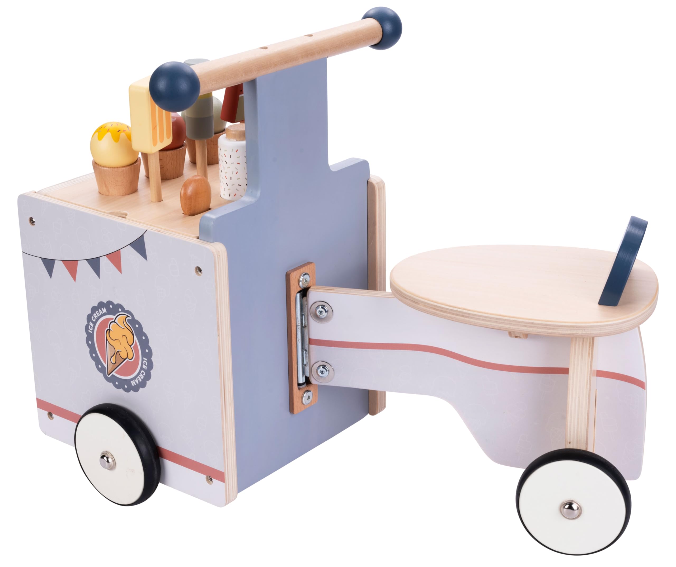 Engelhart - 640040 - Holz-Roller „Eisverkäufer“ - Multifunktionelles Spielzeug - Ab 12 Monaten