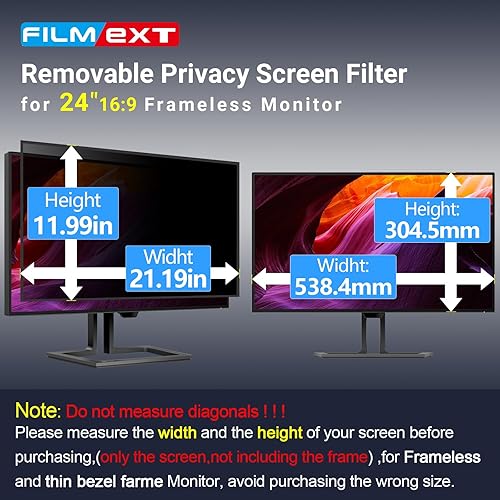 Miniatura 6 de FILMEXT Paquete de 2 filtros extraíbles de pantalla de privacidad de computadora de 24 pulgadas para monitor de escritorio/monitor sin marco todo en