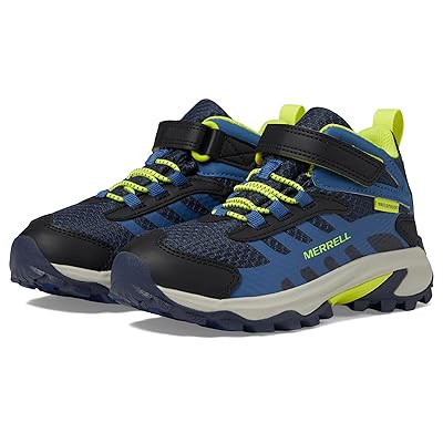Merrell Kids Moab Speed 2 Mid A/C Waterproof (Little Kid/Big Kid) Kids Shoes Navy/Hi Viz