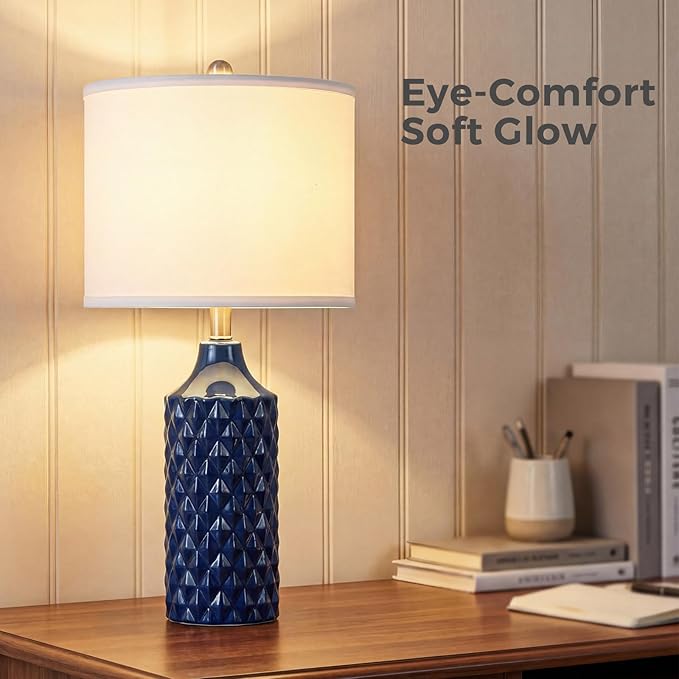 Lámpara de Mesa Qingmiao Moderna Cerámica, Set de 2 - Azul Marino miniatura 5