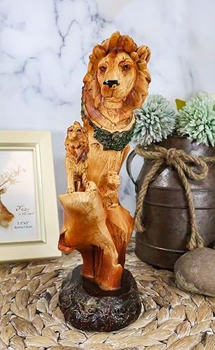 Miniatura 4 de Ebros Gift Busto de cabeza de león de safari de sabana africana con mini león tallado en Pride Rock, escultura de escena de vida silvestre de 9.25