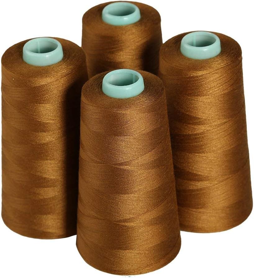 Serger Polyester Threads - Sewing & Quilting 3000/6000/12000/24000 Yard All Purpose Value Pack (4 x 6000 Yards, Brown)