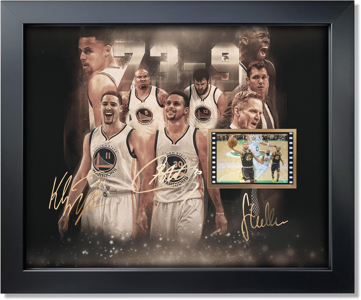 sufenvera Signed Golden State Warriors Framed Photo Gifts,2015-16 Basketball Memorabilia Film Display Poster 10x8 Inches