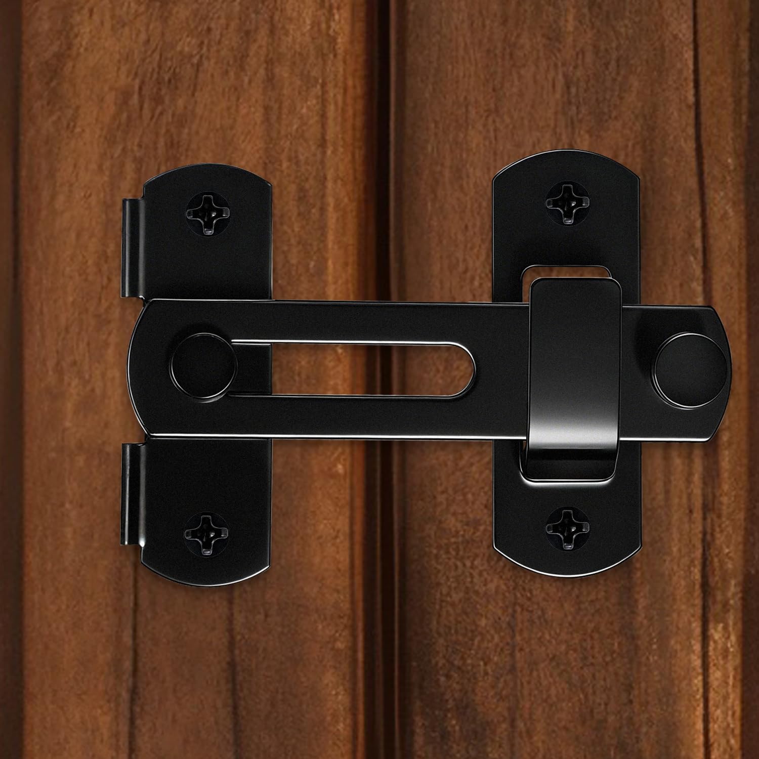 Loquet de porte de grange robuste de 10,2 cm – Loquet de sécurité rabattable pour portes coulissantes, portails de grange, clôtures et armoires anti-animaux domestiques, noir mat