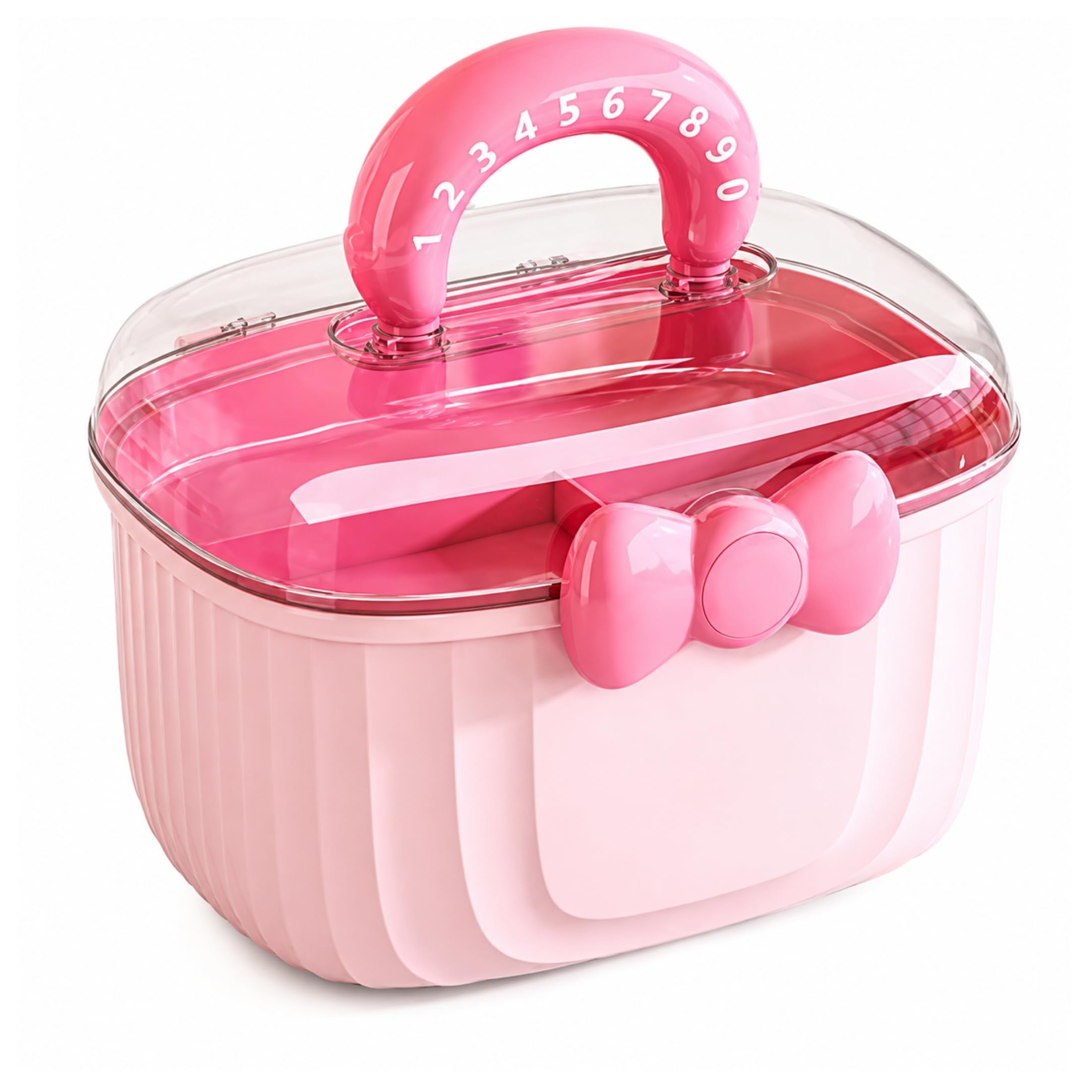 KiZY Cute Hair Accessories Storage Box for Girls, Kid-Friendly Organizer with Bow Lock & Handle, BPA-Free Hair Clip & Hair Tie Case (Pink, Big)-image-6