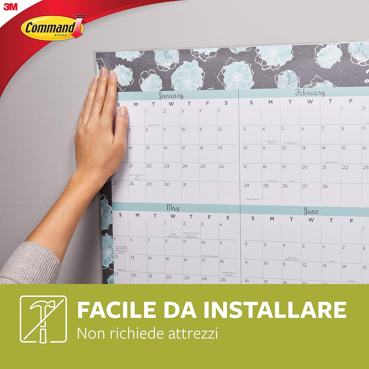 Command Strisce per Poster, 60 strisce Adesive Piccole - Ideale per Appendere Poster, Calendari o Immagini Senza Cornice