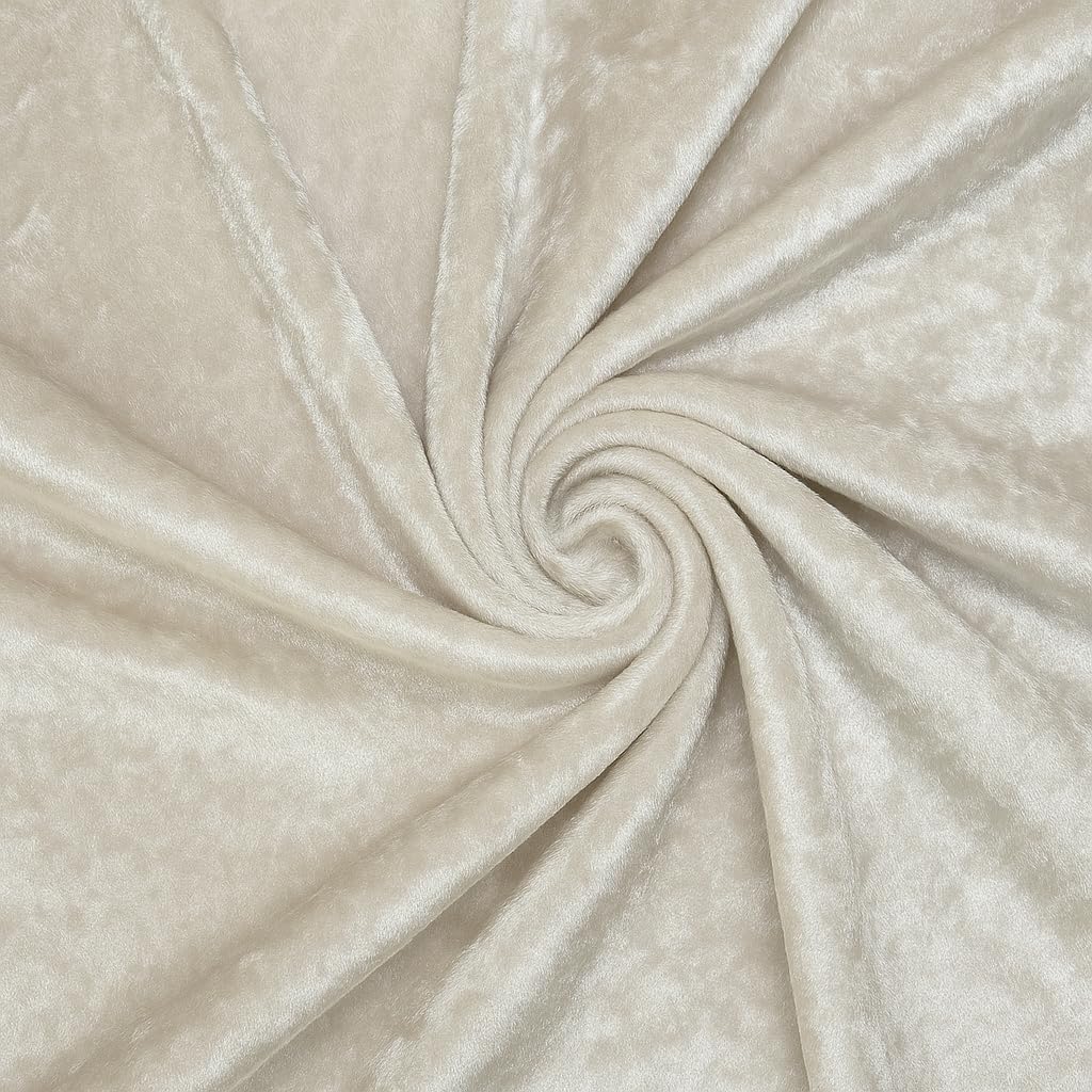 Ivory Crushed Velvet Fabric – 0.5 Metre Length x 150cm Wide – Soft Luxury Material for Upholstery, Dressmaking, Crafts & Décor