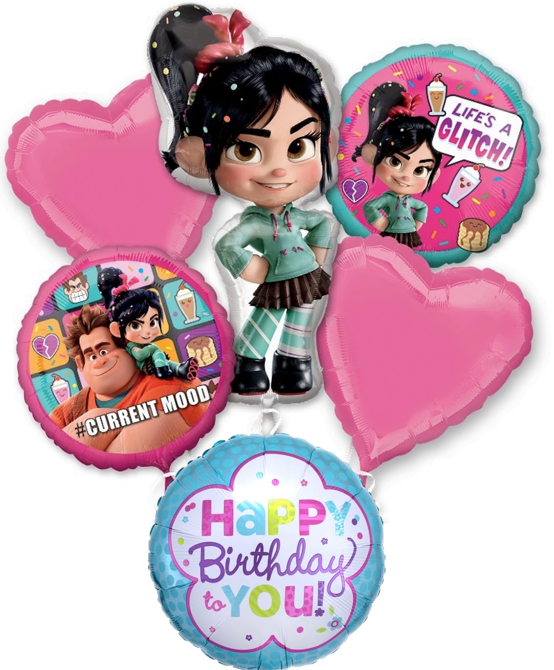 Anagram Wreck it Ralph Birthday Party Supplies 6pc Balloon Bouquet Decorations