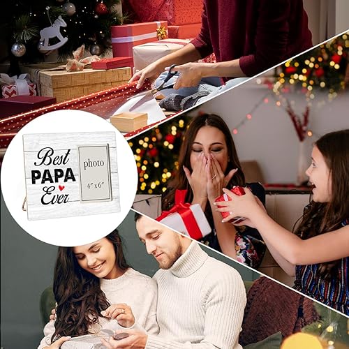 Miniatura 7 de Marco de fotos de regalo para papá, regalo para abuelos de nietos, regalos para abuelo, papá, abuelo, marco rústico de madera de 8 x 10 pulgadas,