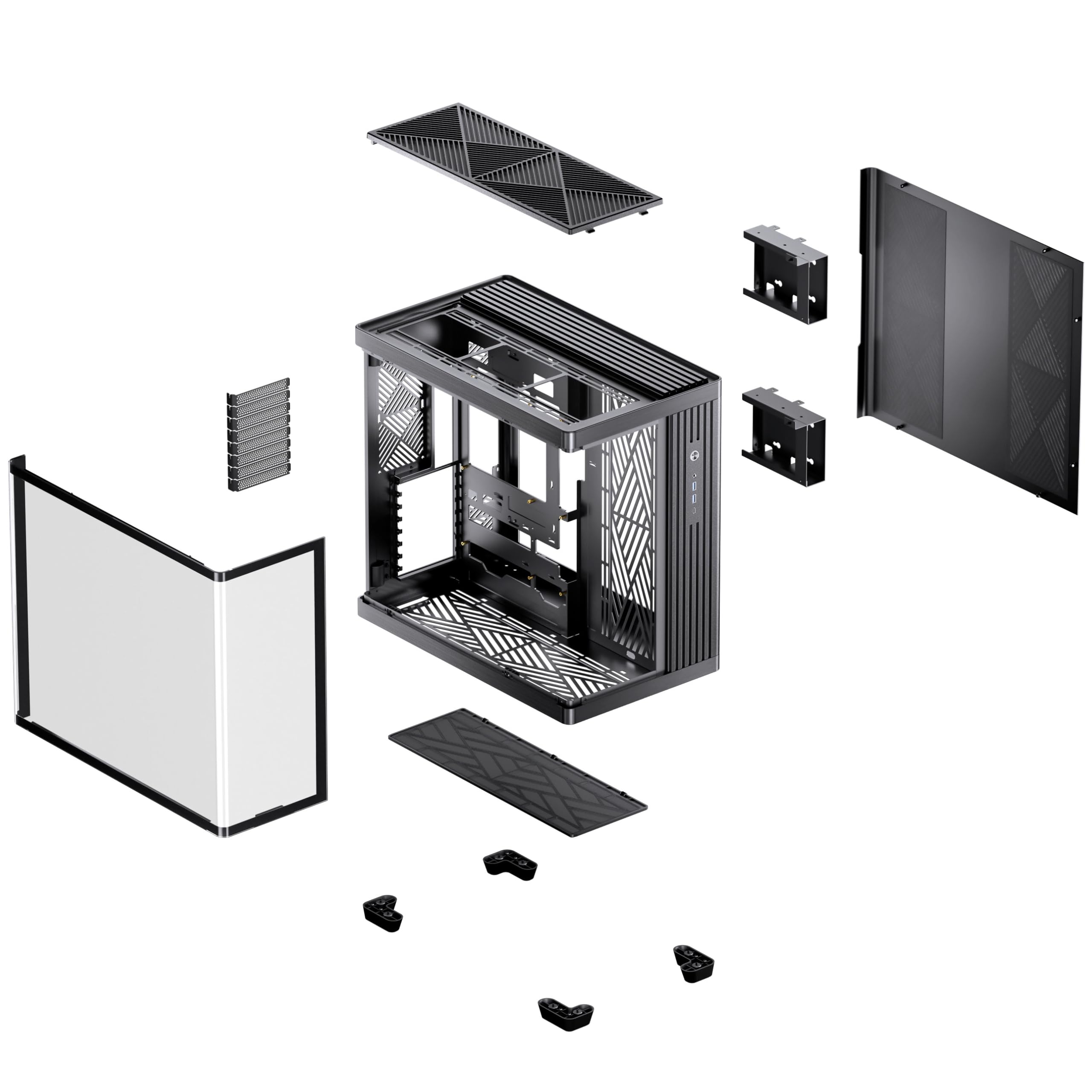 Jonsbo TK-4 PC-Gehäuse Schwarz | ATX Midi-Tower mit Panoramic Tempered Glass für 420 mm Radiatoren & 460 mm GPUs – Ready für Custom Loops