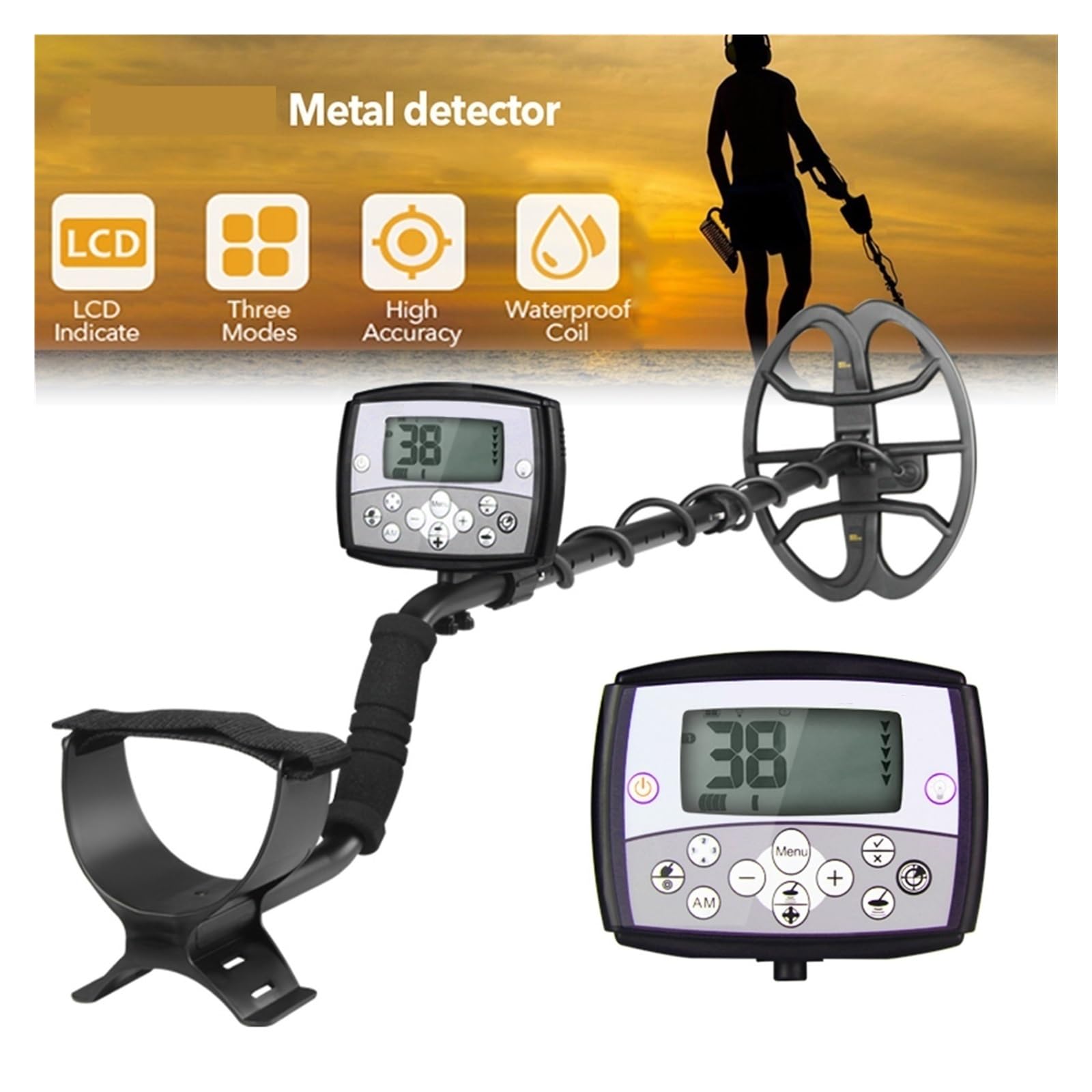 Detector De Metales Alta Precisión Que Utiliza Digital Compatible con Puntero Frecuencia Baja, Media Y DeteccióN Precisa