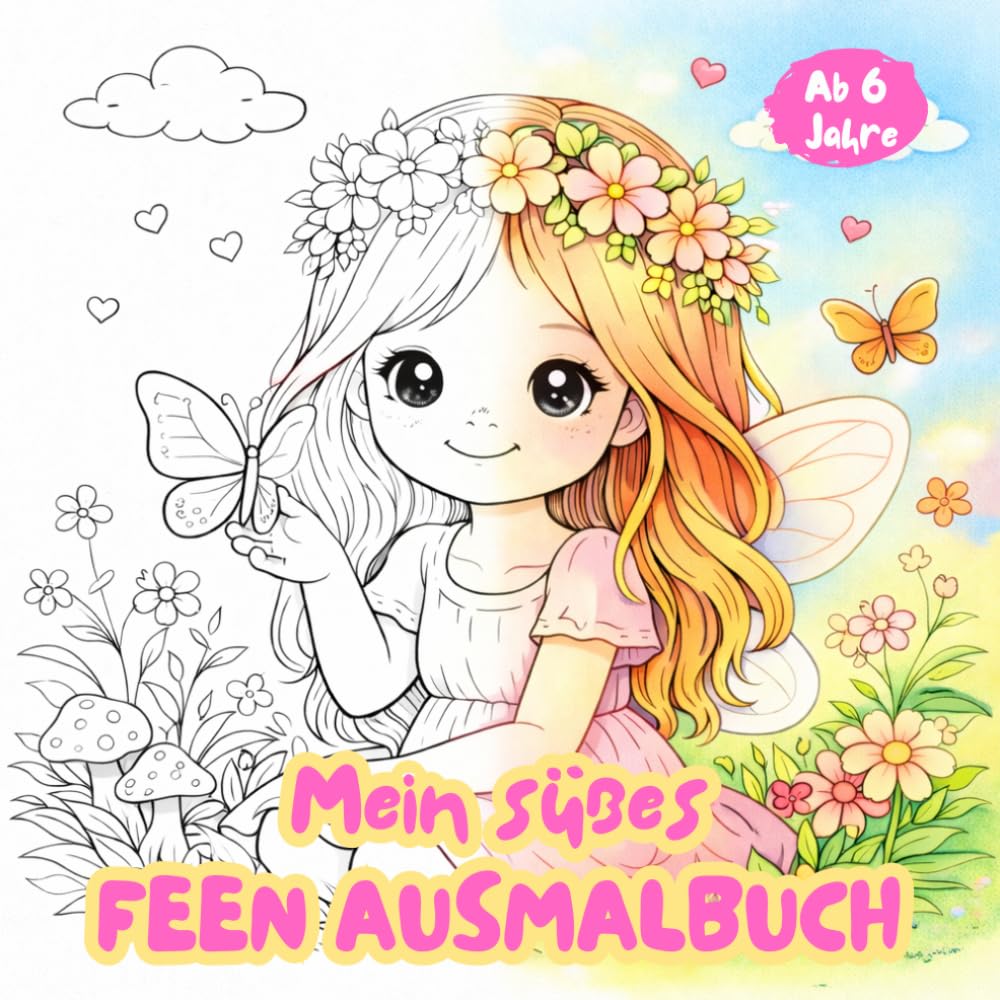 Mein süßes Feen Ausmalbuch: 33 Feen-Motive zum Ausmalen. Magische Feen, Blumen und Tiere zum Ausmalen. Malbuch Fee. Ausmalspaß für Kinder ab 6 Jahren. (Klitzekleine Fantasiewelt)