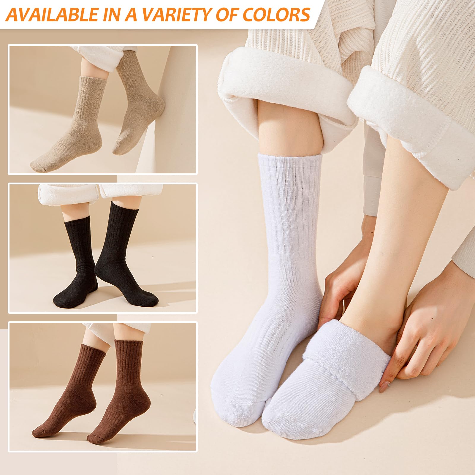 VoJoPi Wool Socks for Women Thermal and Warm Hiking Winter Thick Cozy Cushion Boot Work Socks 5 Pairs, Size 5-10