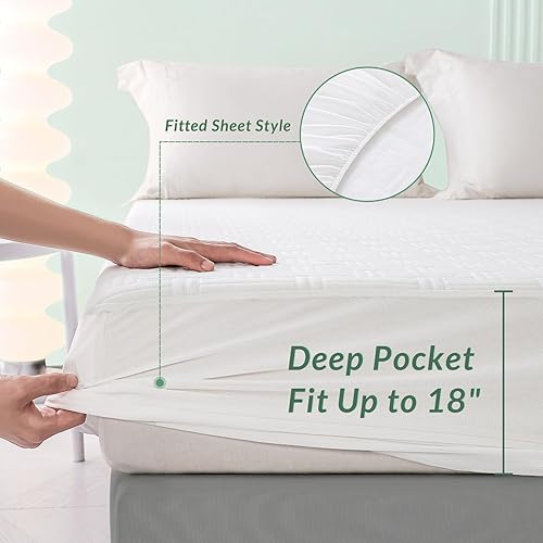 Miniatura 4 de Coriwell Protector de colchón impermeable tamaño King  Funda de colchón de rayón de bambú lavable  Tela de aire 3D ultra suave, transpirable,