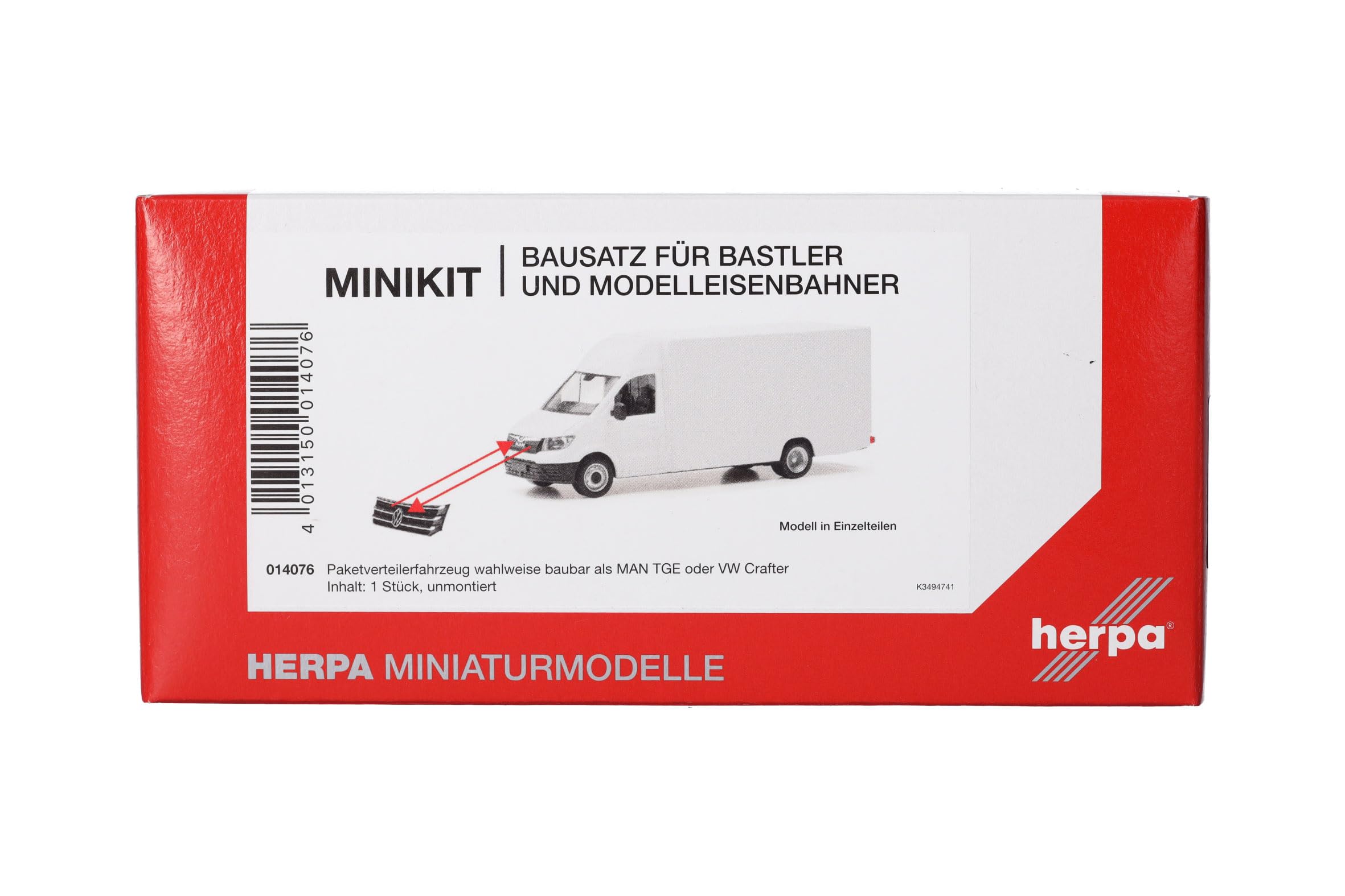 Herpa Minikit VW Crafter Package Delivery Van White HA014076 HO Gauge