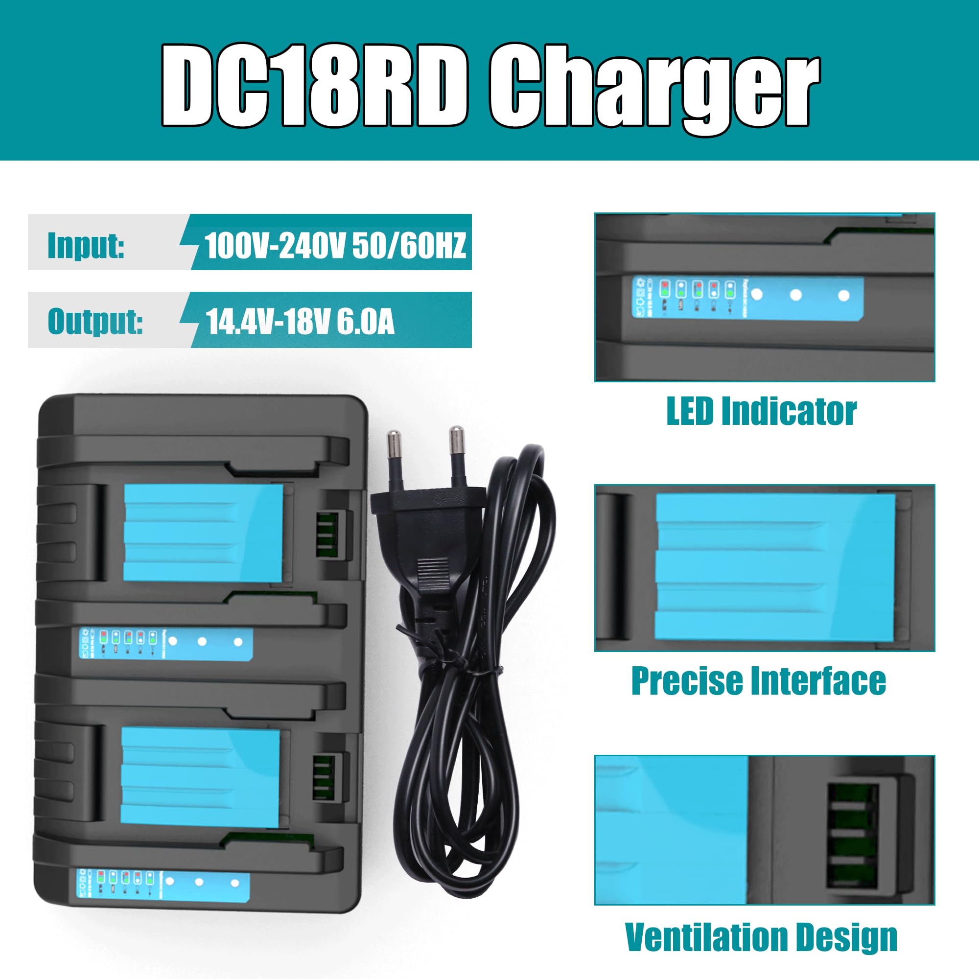 Energup 2X 18V 5500mAh Batería con Cargador DC18RD para Makita Batería 18V BL1860 BL1850 BL1850B BL1840 BL1830 BL1820 LXT400
