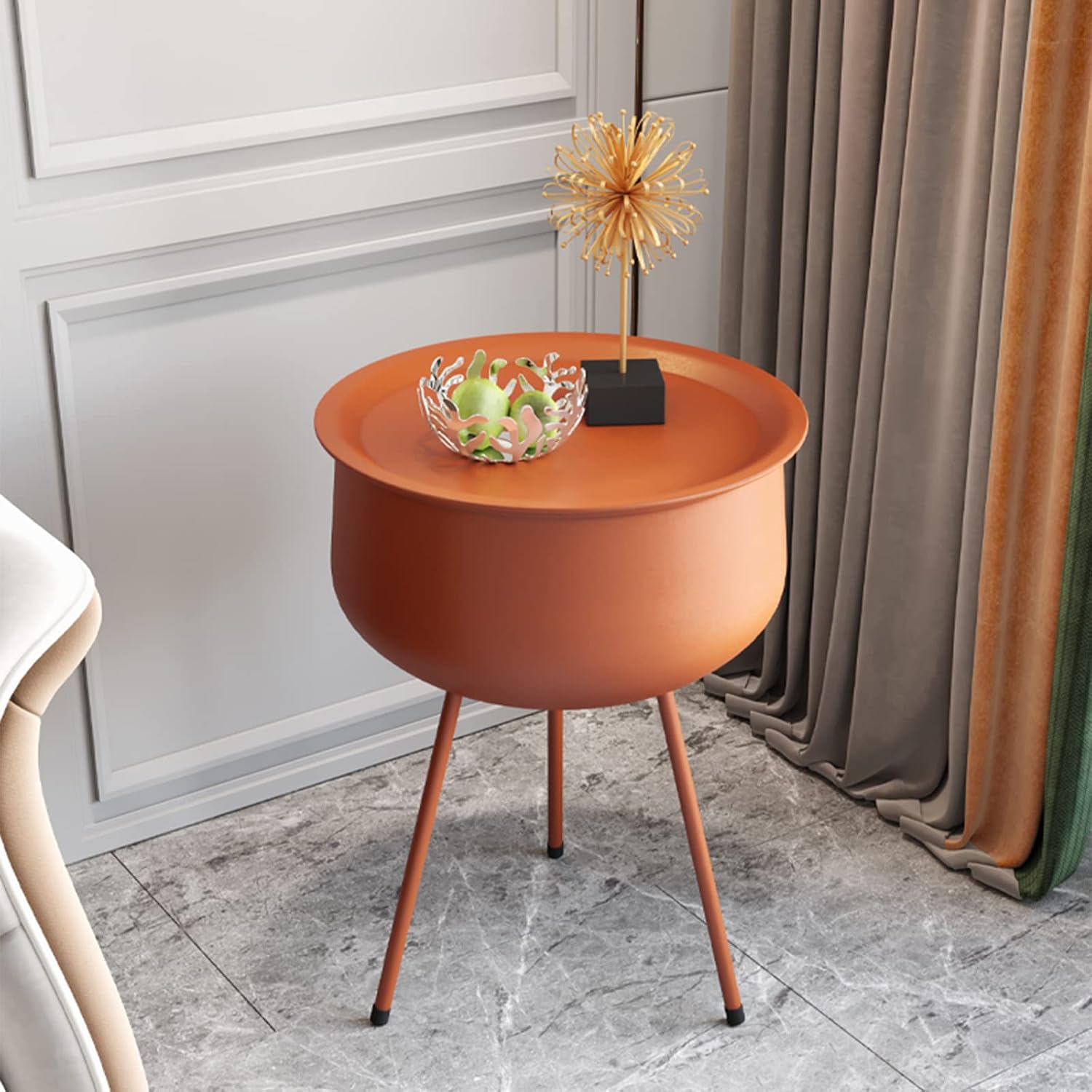 Side Table/End Table,Round Coffee Tables, with Storage Space Modern Night Stand Home Decoration Modern Style Sofa Side Table,Yellow