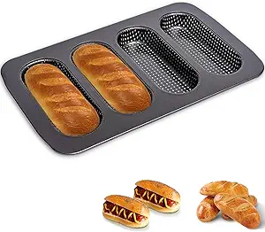 Mini Baguette Tray, Perforated French Stick Loaf Baking Molds Pan